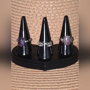 Silver and Purple Gemstone Rings